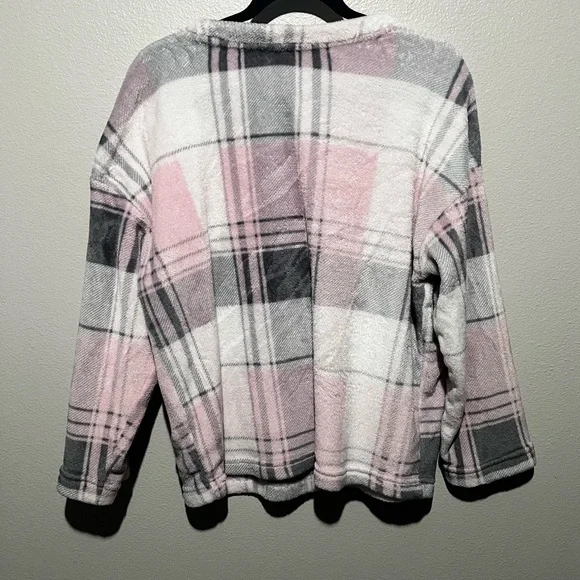 Girls Plaid Pink and Gray Women's Sweater Size XL (16-18) - Picture 2 of 2
